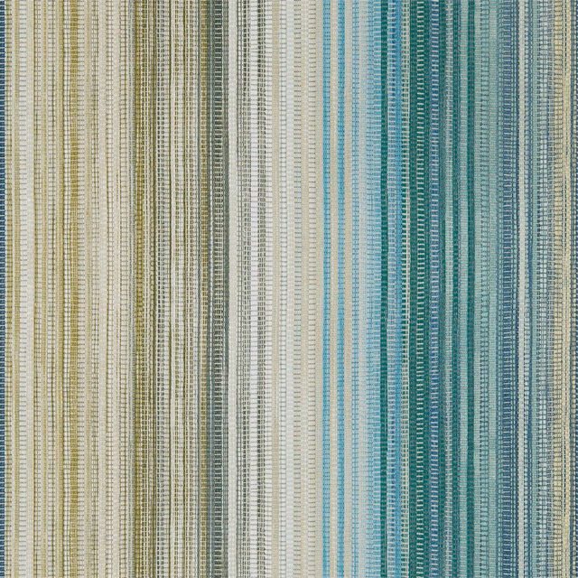 Emerald and marine vertical stripe wallpaper with cream, aqua and olive ladder texture