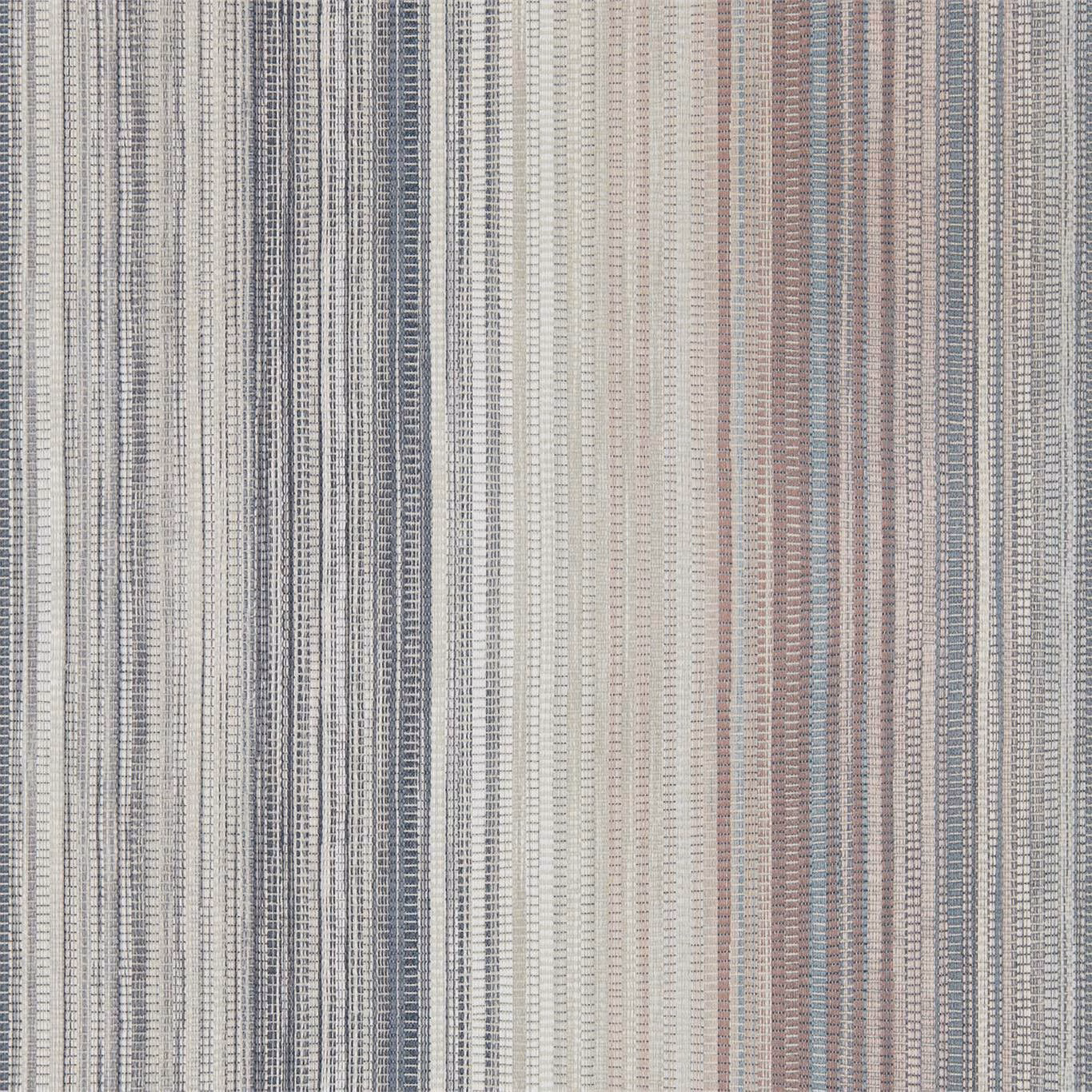 Steel grey and blush vertical stripe wallpaper with fine woven-look texture