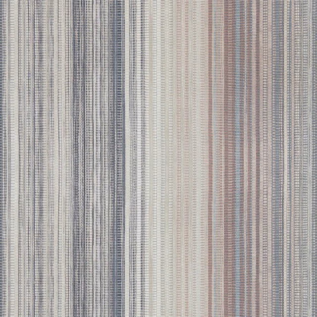 Steel grey and blush vertical stripe wallpaper with fine woven-look texture
