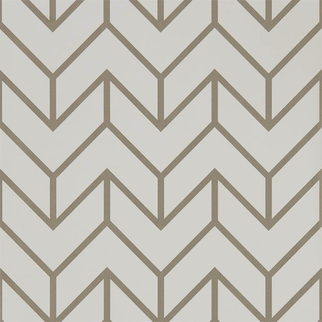 Slate-grey branching chevrons on a chalk geometric wallpaper ground