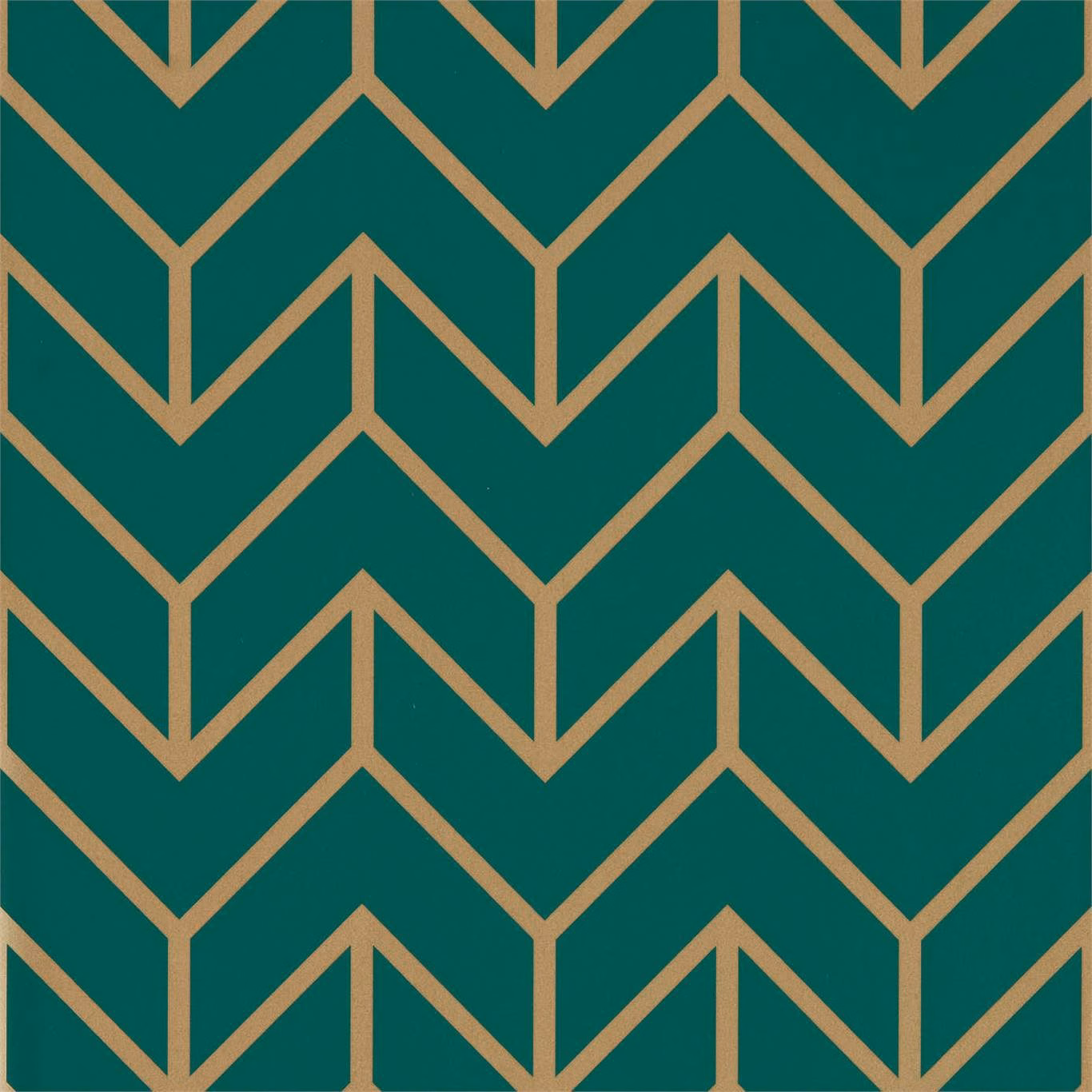 Deep teal wallpaper with muted gold branching geometric tessellation lines