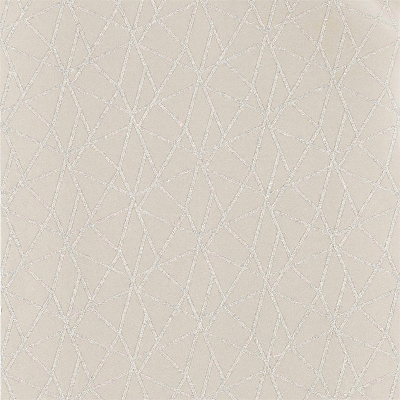 Pale rose-gold wallpaper with fine intersecting angular lines and a subtle shimmer