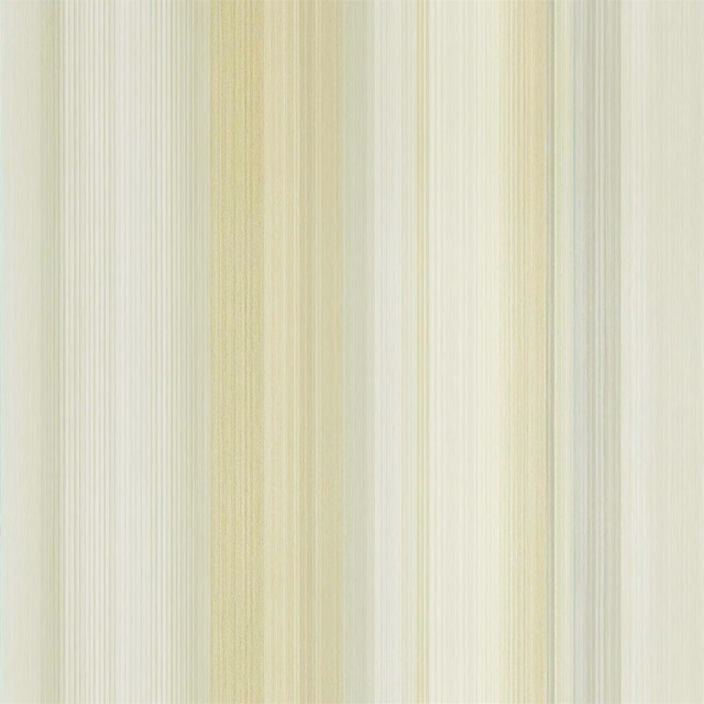 Pale oyster wallpaper with fine sage and straw vertical striations