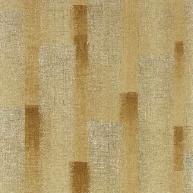 Warm bronze wallpaper with vertical sand blocks and a fine crosshatched texture