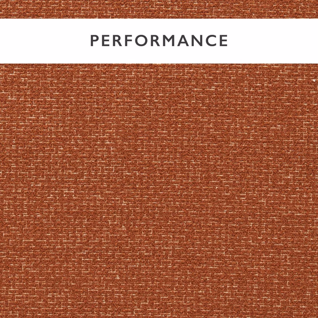 Dense terracotta upholstery weave with fine linen flecks and irregular boucle texture