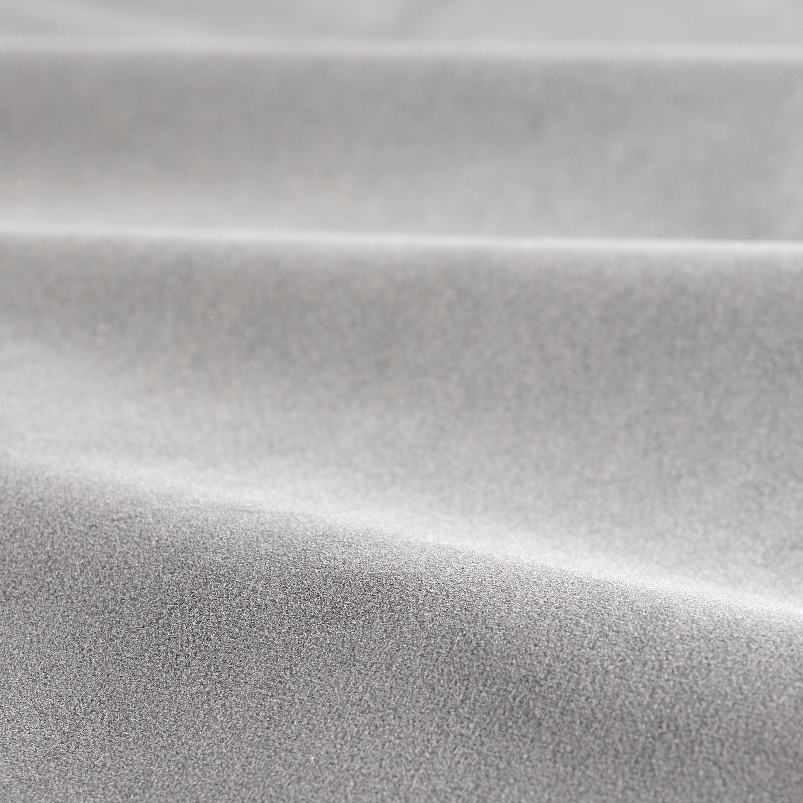 Cool dove-grey velvet with a dense plain pile catching a soft silvery highlight
