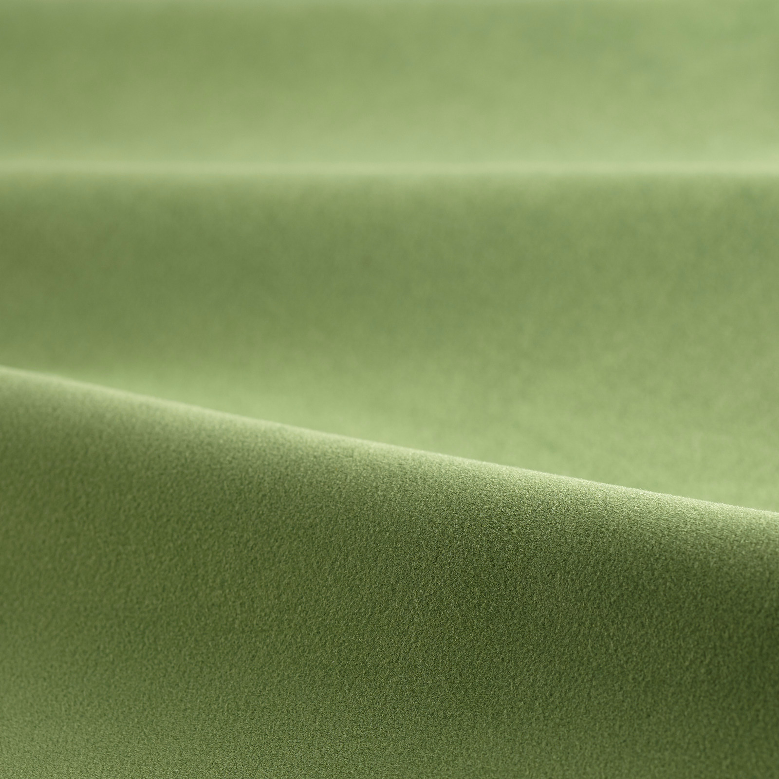 Moss green velvet with directional pile, soft folds and pale green highlights