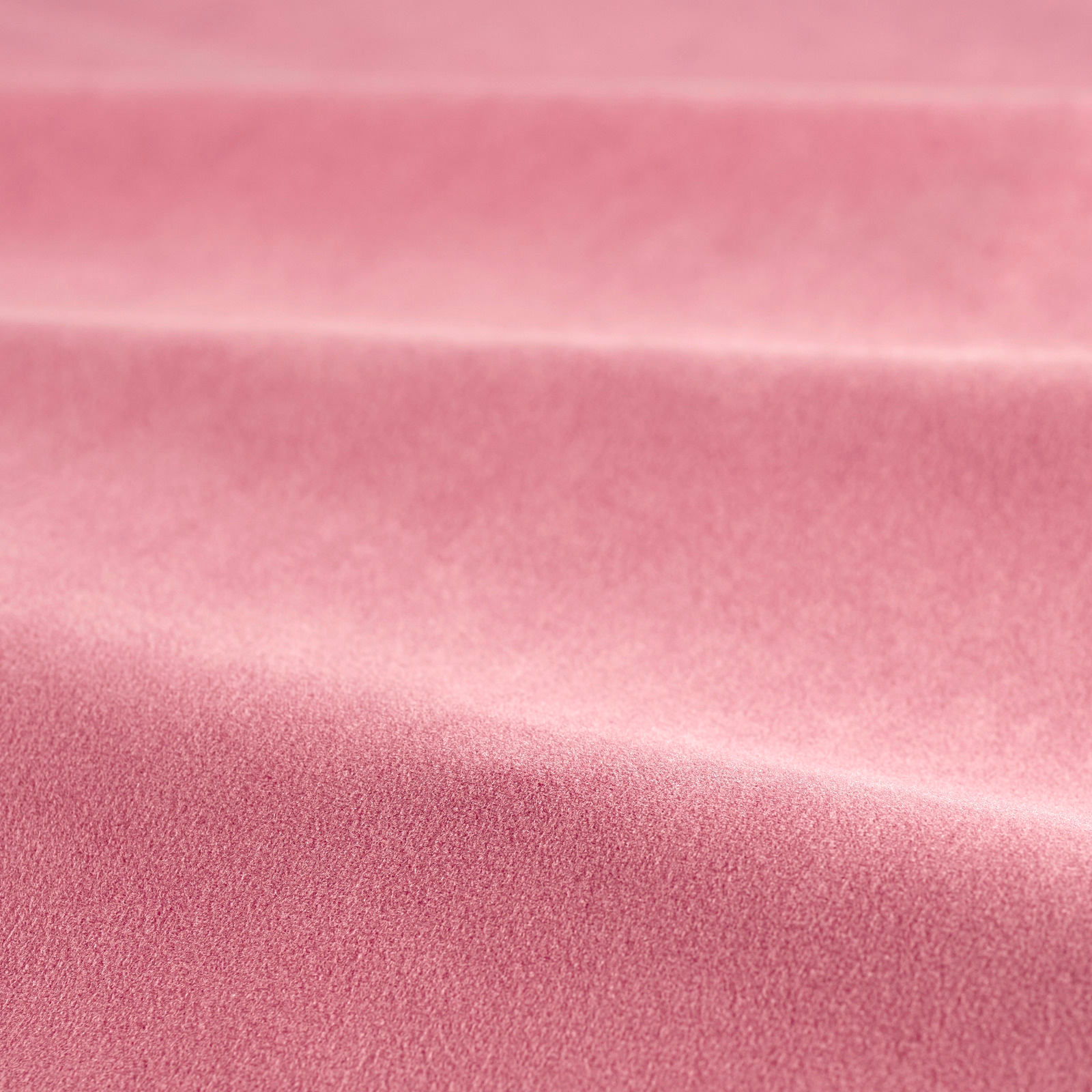 Peony pink velvet swatch showing close pile, soft folds and tonal light-catching sheen