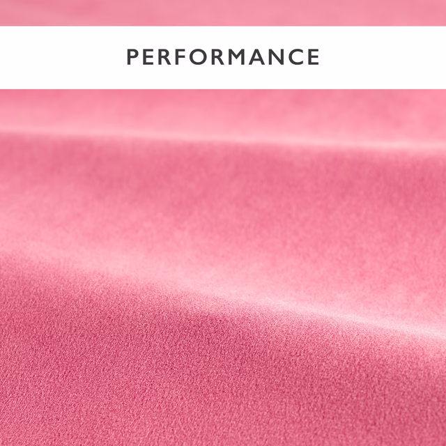 Peony pink velvet swatch showing close pile, soft folds and tonal light-catching sheen