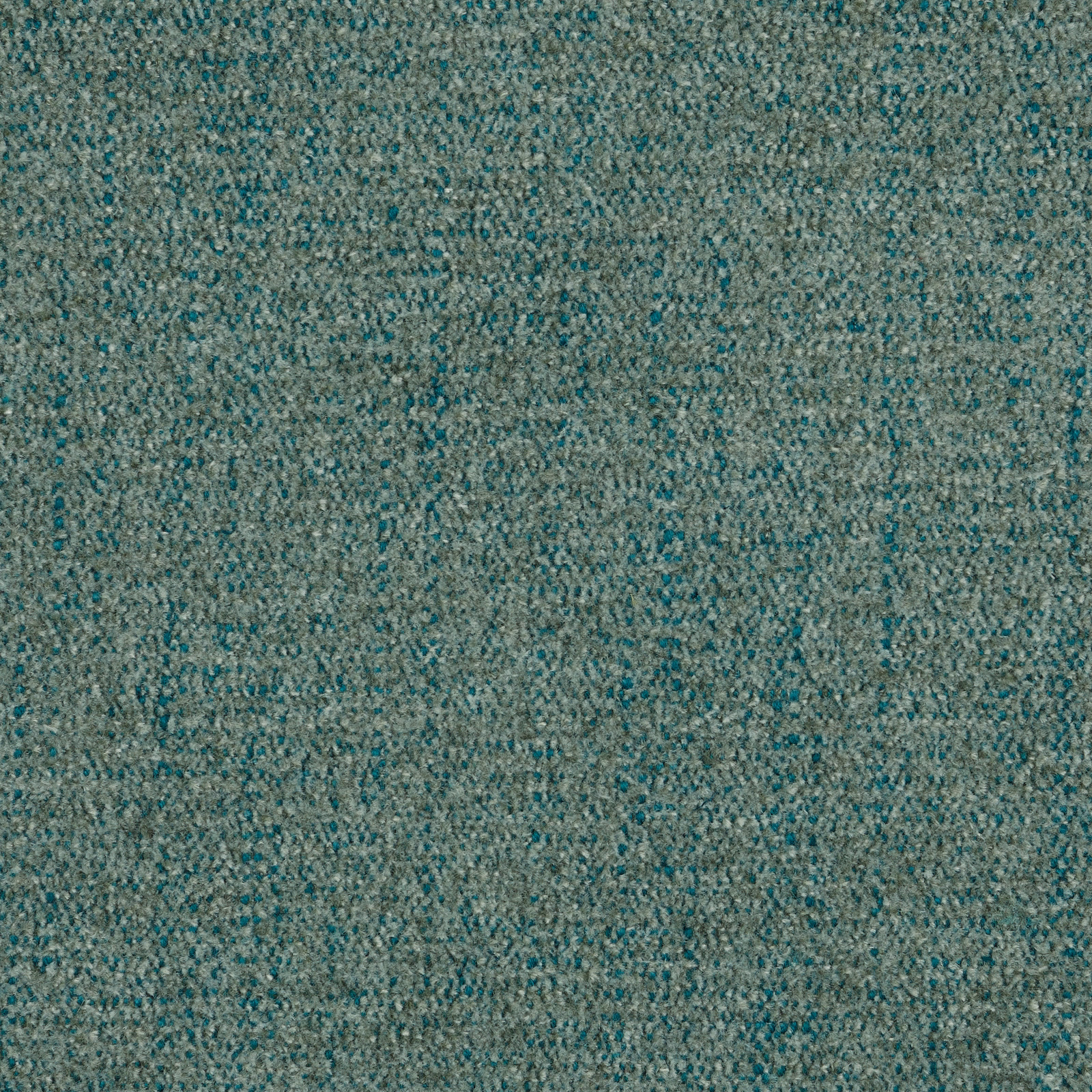 Close-up of cool teal chenille with mottled blue-green yarns and subtle woven texture