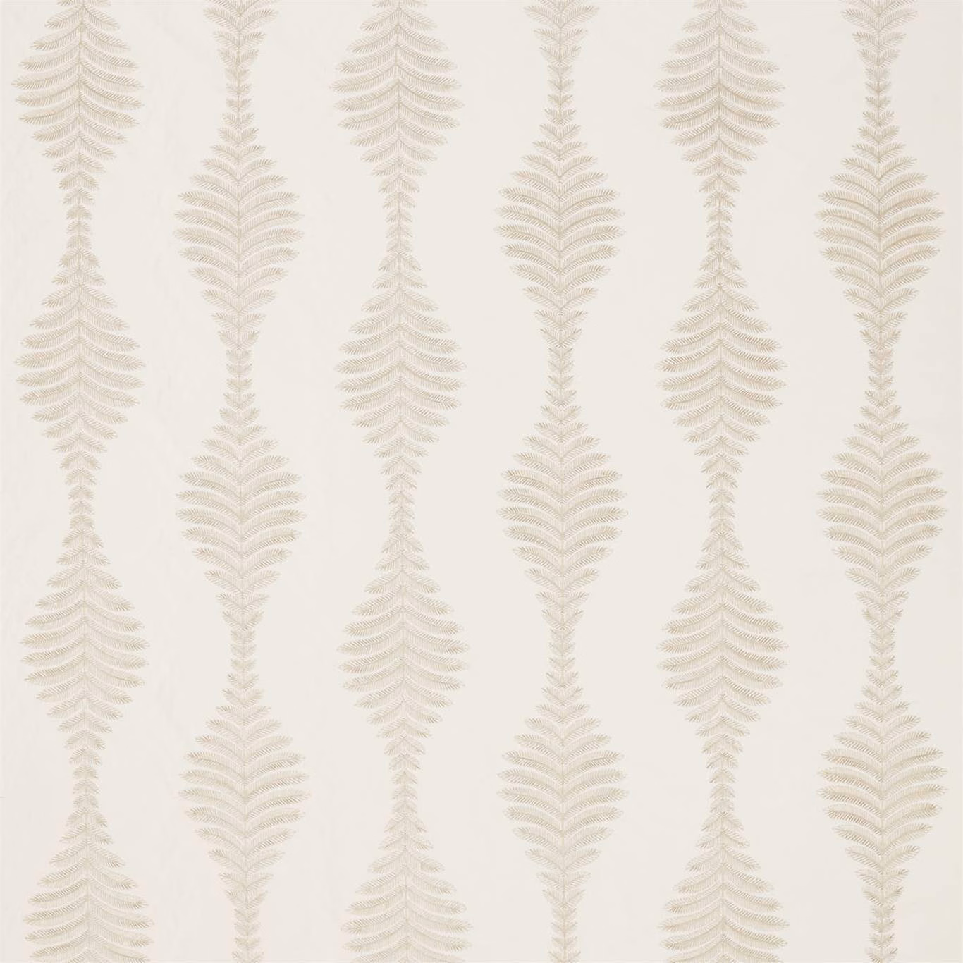 Chalk cream fabric with pale linen leaf columns and a softly textured surface