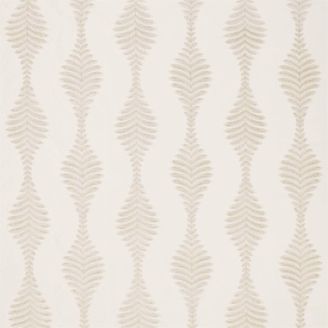 Chalk cream fabric with pale linen leaf columns and a softly textured surface