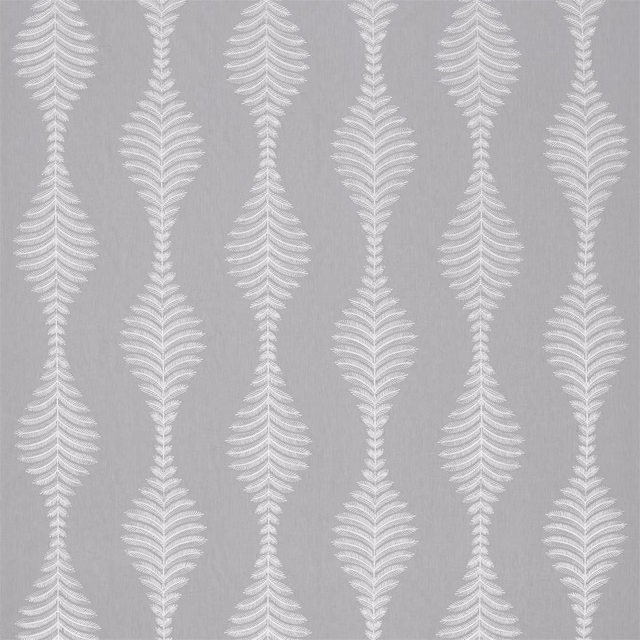 Pearl leaf motifs arranged on a cool French grey woven ground