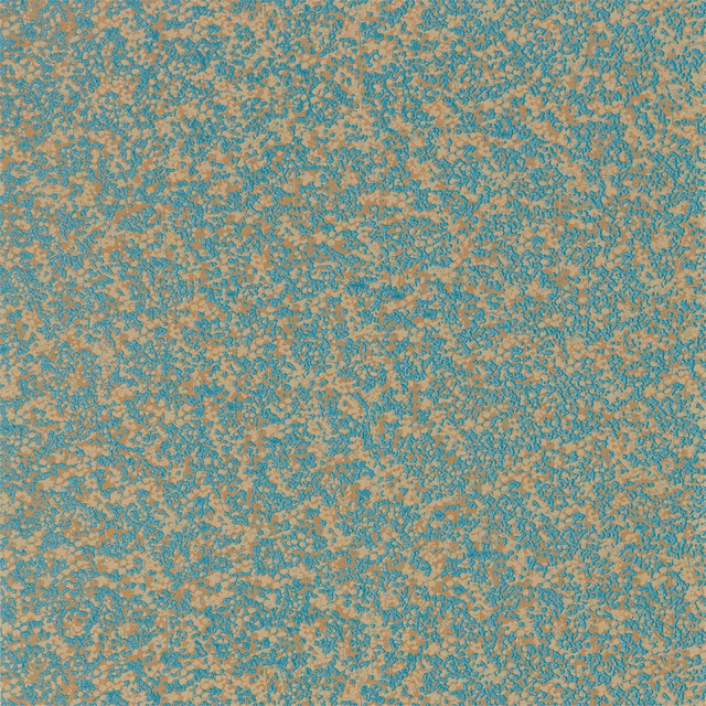 Mottled teal and warm gold wallpaper surface with fine coral-toned mineral texture