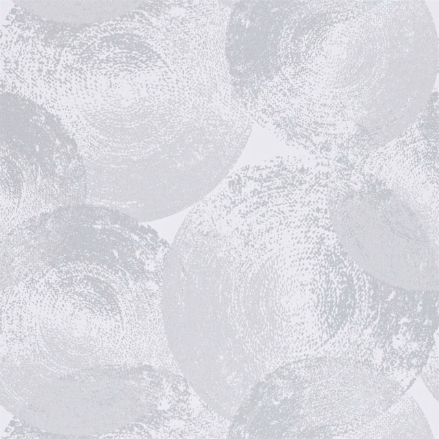 Pale silver-grey wallpaper with overlapping stippled elliptical forms and softly mottled texture