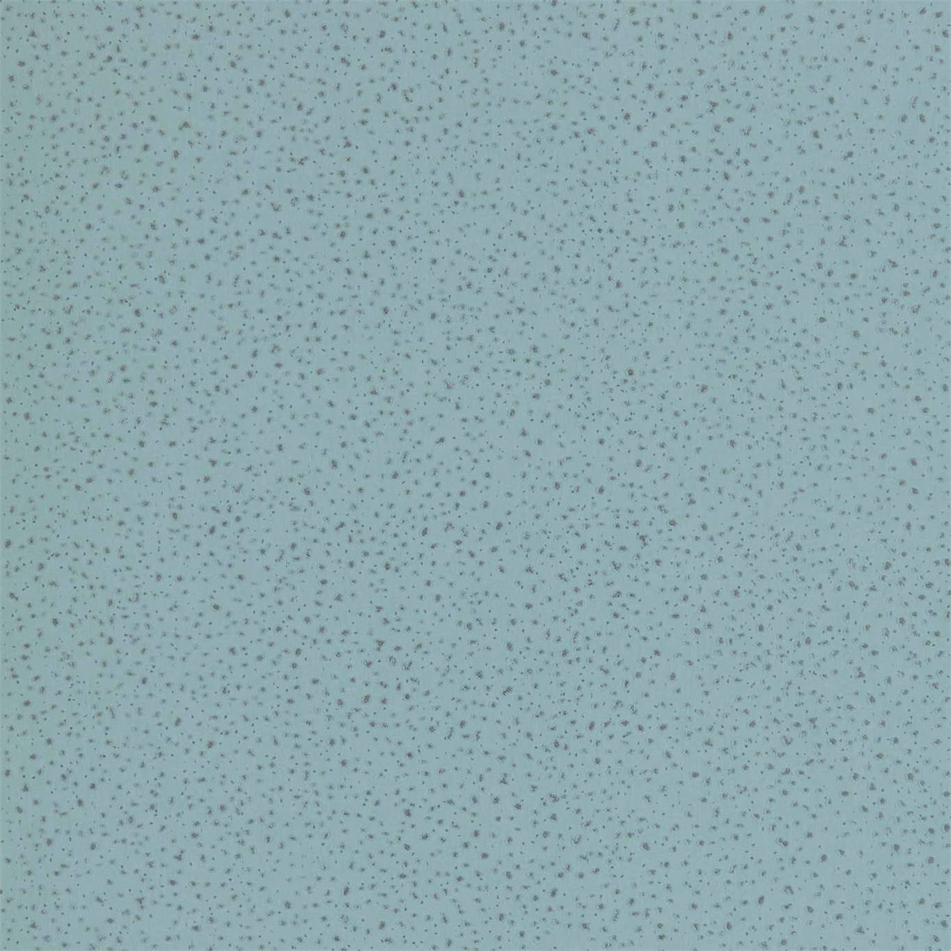Pale blue-grey wallpaper with dense tiny darker speckles across an even surface