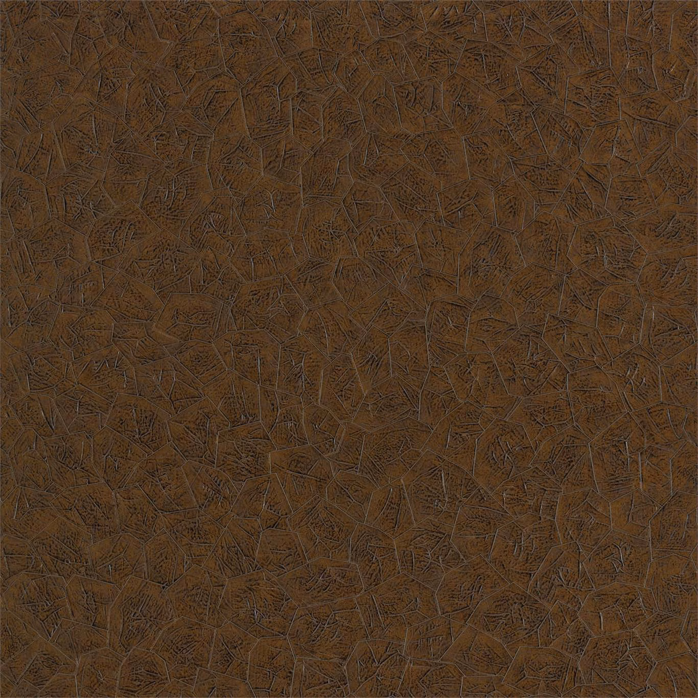 Deep copper-brown wallpaper with fine irregular bronze angular tracery across the surface