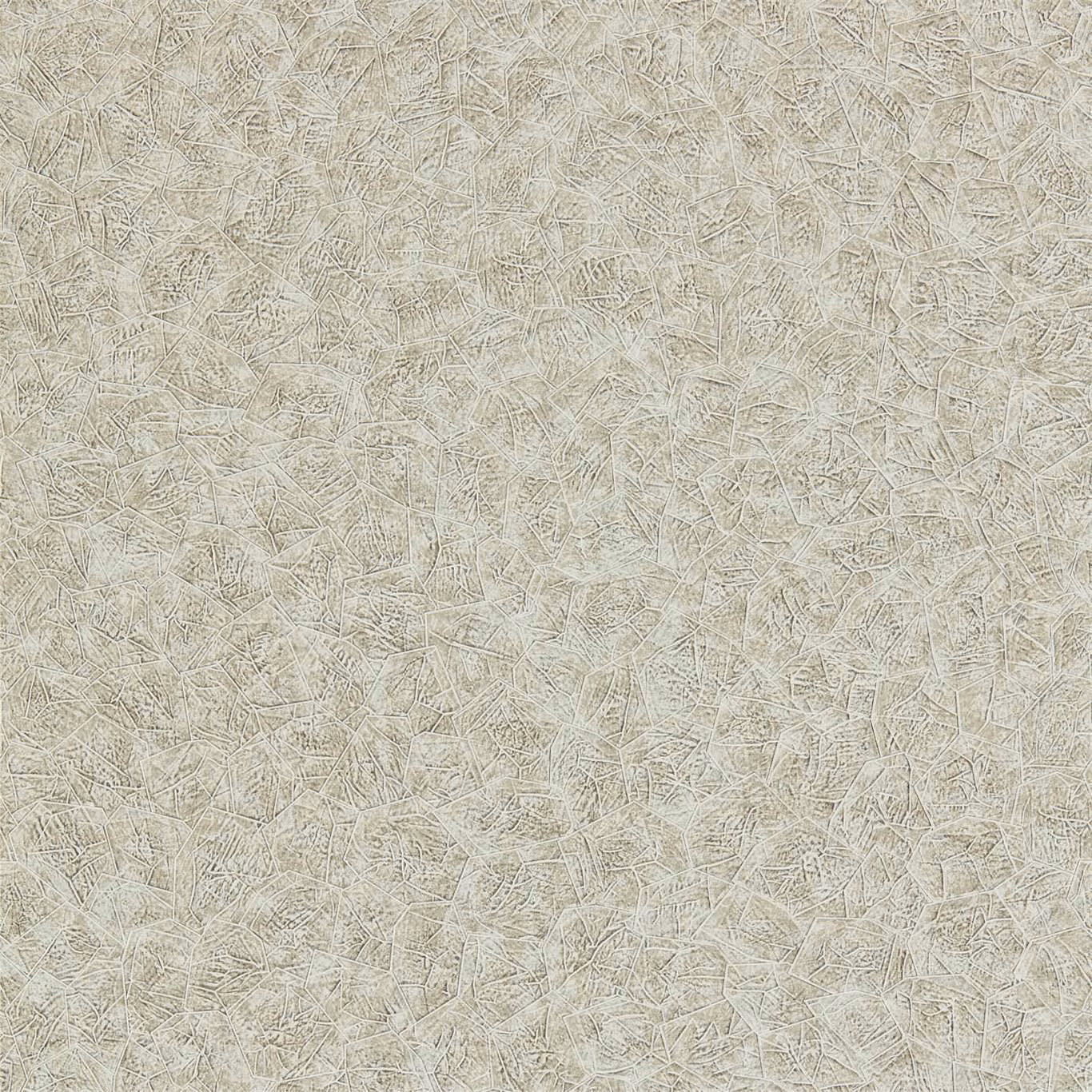 Pale greige wallpaper with dense fine angular tracery and softly textured surface