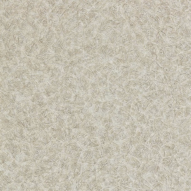 Pale greige wallpaper with dense fine angular tracery and softly textured surface