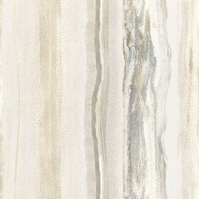 Pale limestone-grey wallpaper with mottled vertical concrete-like bands and fine crackle texture