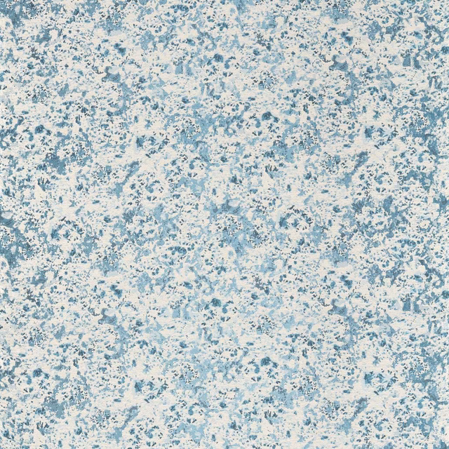 Icy sky-blue and frosted white mottled textile with softly distressed texture