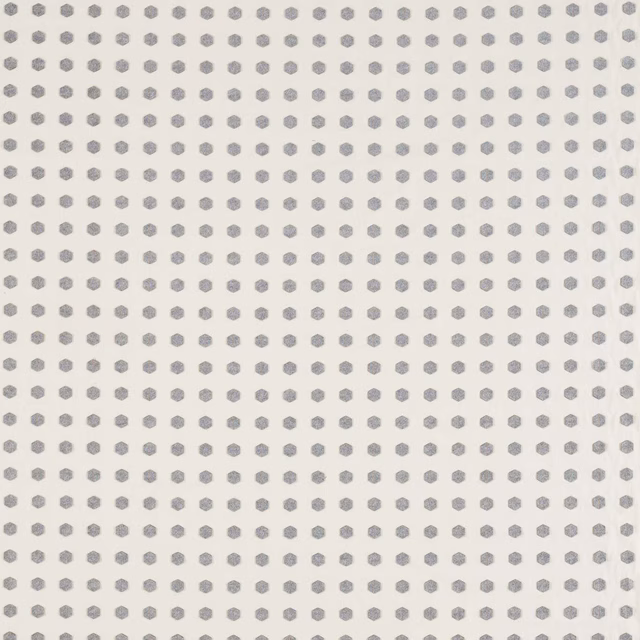 Pale steel woven fabric with evenly spaced copper-toned geometric dots