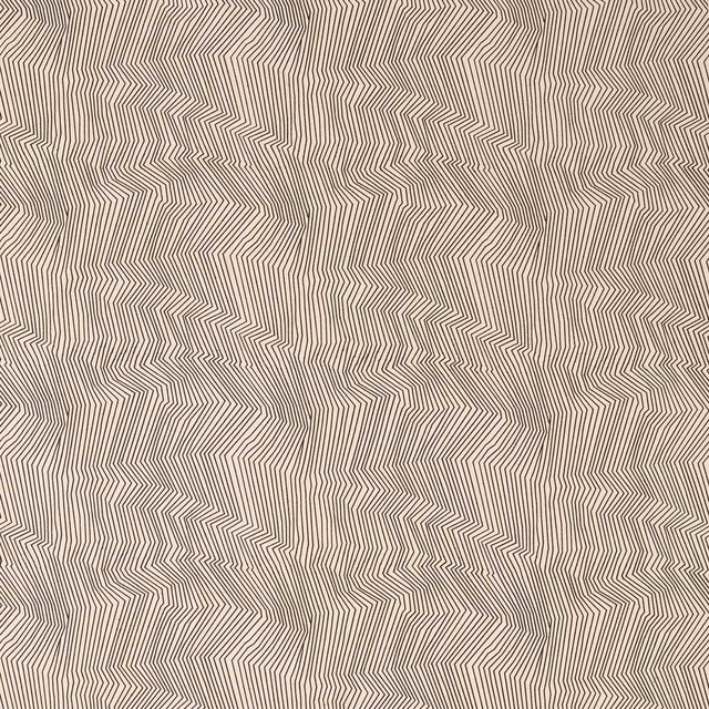 Dense charcoal-taupe weave with fine ivory zigzag lines and shifting vertical texture