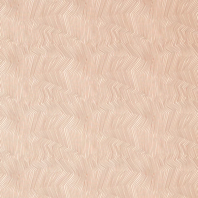 Dusty rosewood pink upholstery fabric with fine ivory undulating zigzag lines