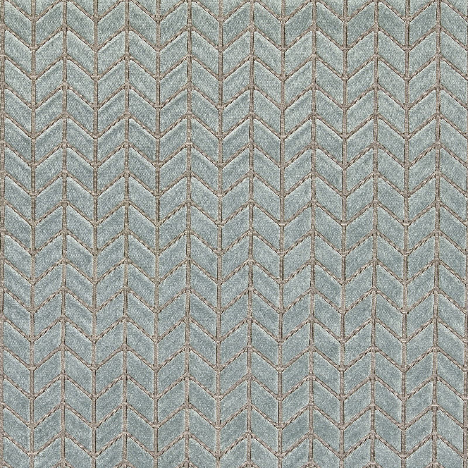 Cool aqua velvet with taupe chevron lines and a softly lustrous pile