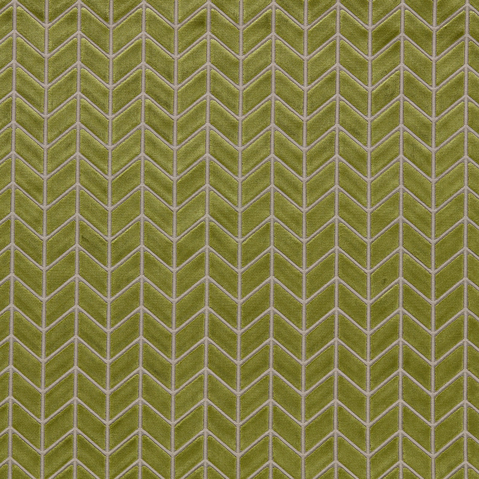 Olive-kelly green velvet with pale outlined chevrons and a softly shifting pile