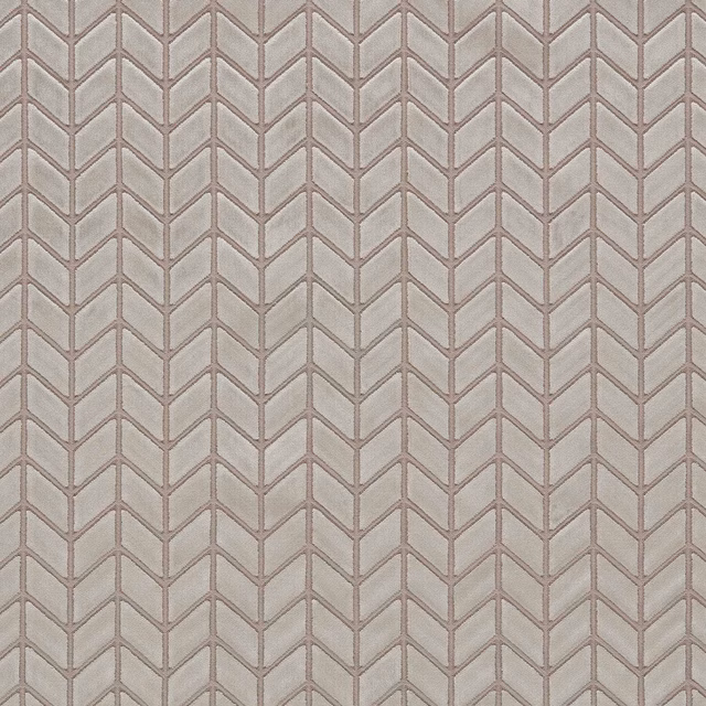 Pearl-taupe velvet with raised tonal vertical chevrons and a soft silvery sheen