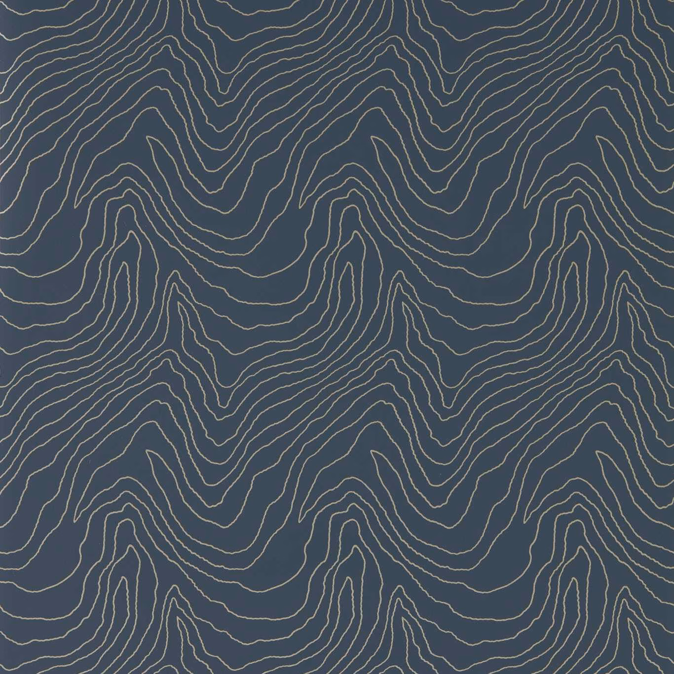 Deep blue-grey wallpaper with fine pale contour lines forming an undulating topographic pattern