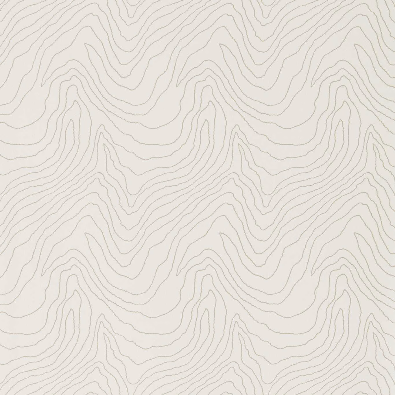 Warm pearl wallpaper with delicate grey undulating contour lines in a topographic pattern