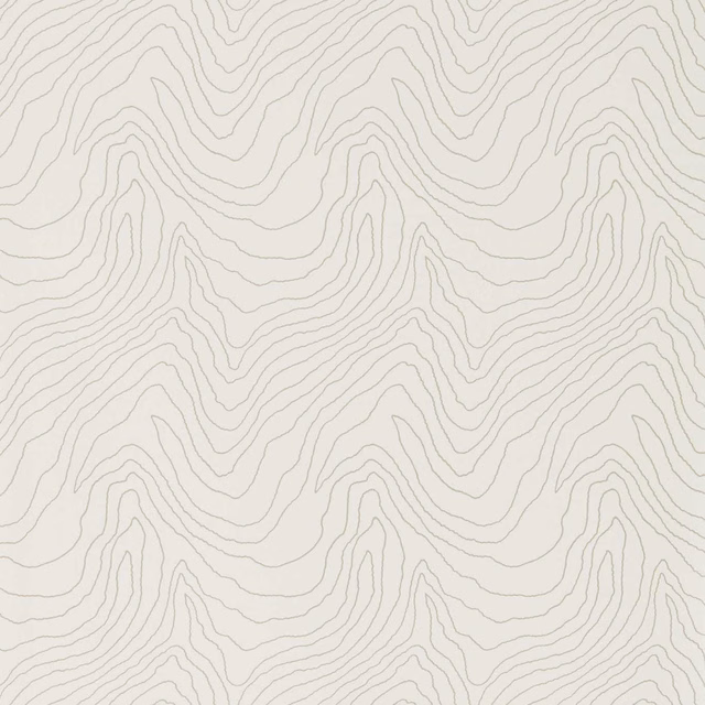 Warm pearl wallpaper with delicate grey undulating contour lines in a topographic pattern
