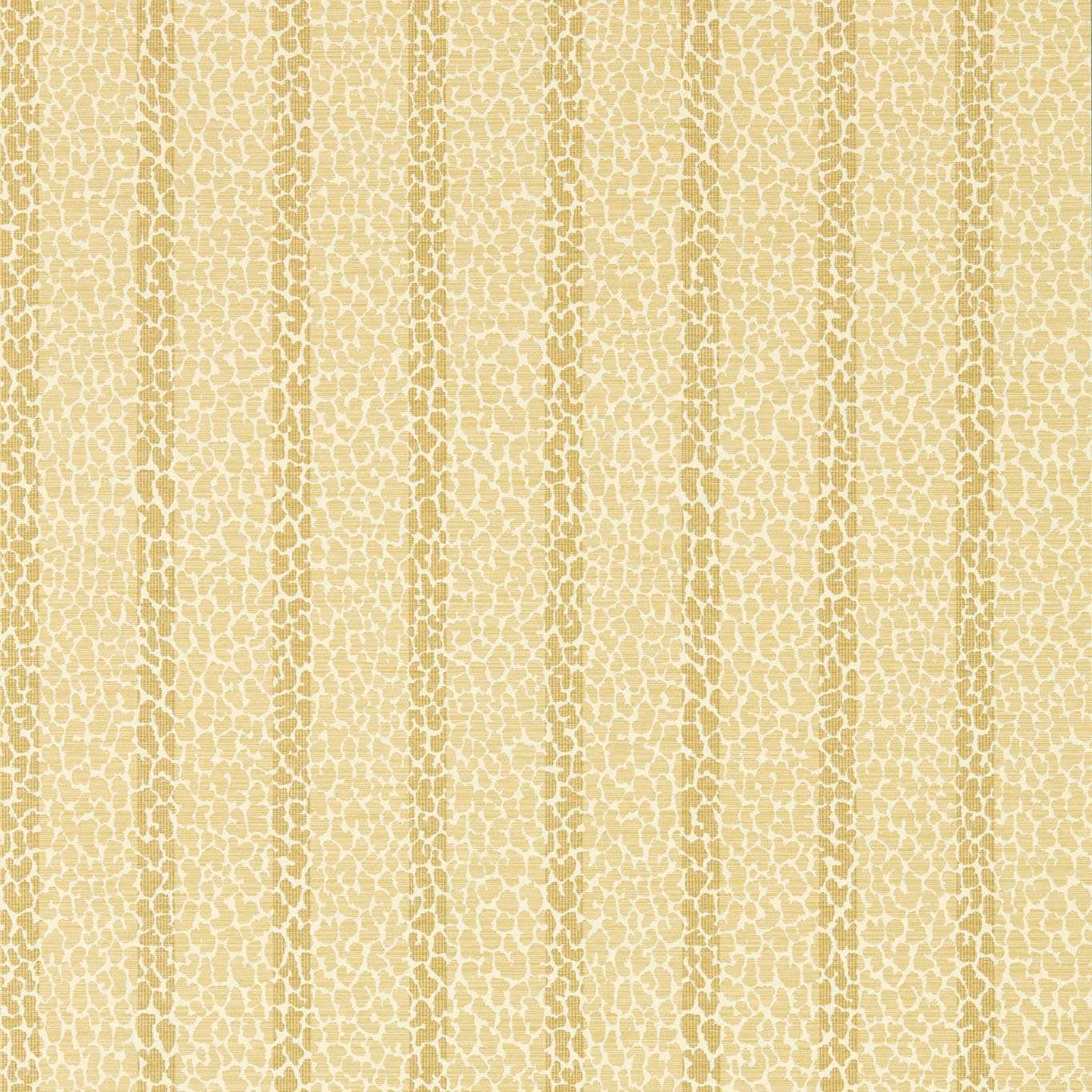 Muted bamboo yellow wallpaper with fine irregular cream vertical stripe markings