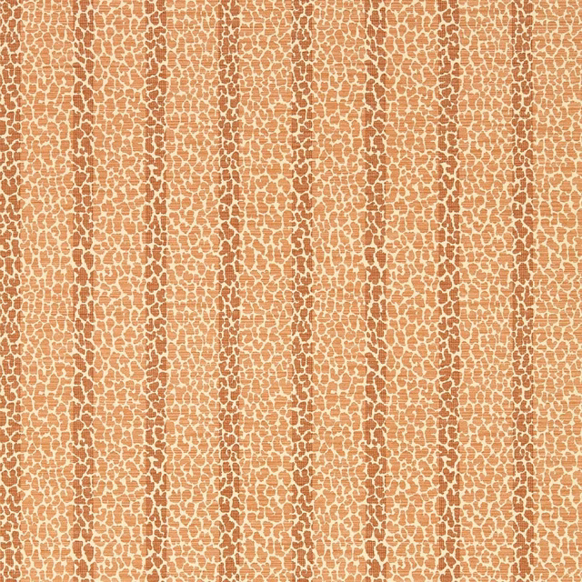 Paprika terracotta wallpaper with cream pebble-like marks in irregular vertical stripes