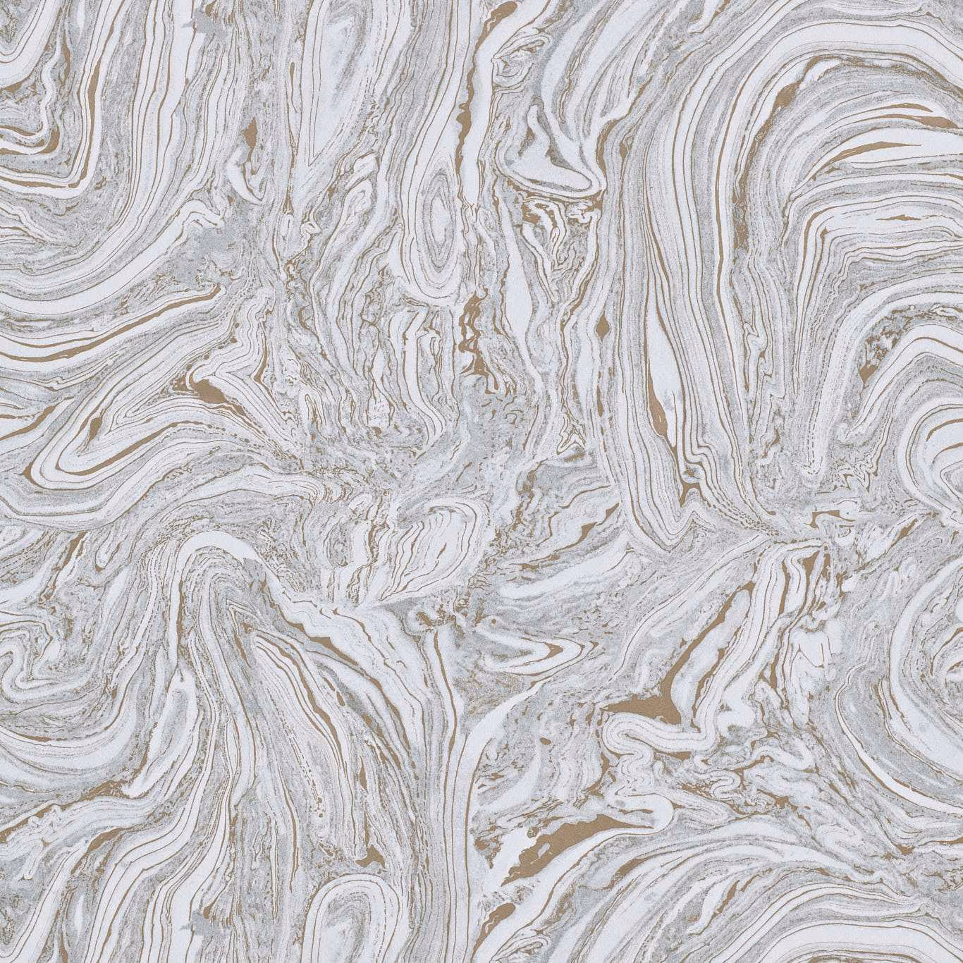 Pale smoke grey marbled wallpaper with fine white and taupe swirling lines
