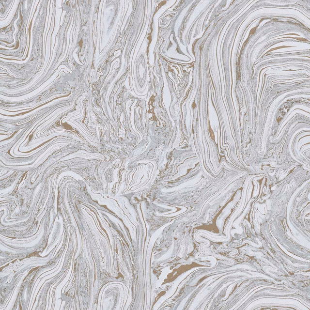 Pale smoke grey marbled wallpaper with fine white and taupe swirling lines