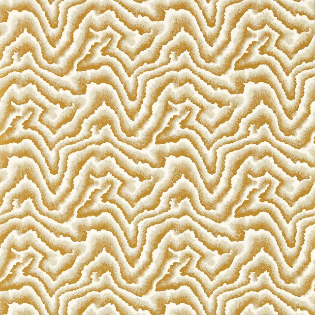 Ivory wallpaper with softly stippled antique-gold meandering bands and organic zigzag forms