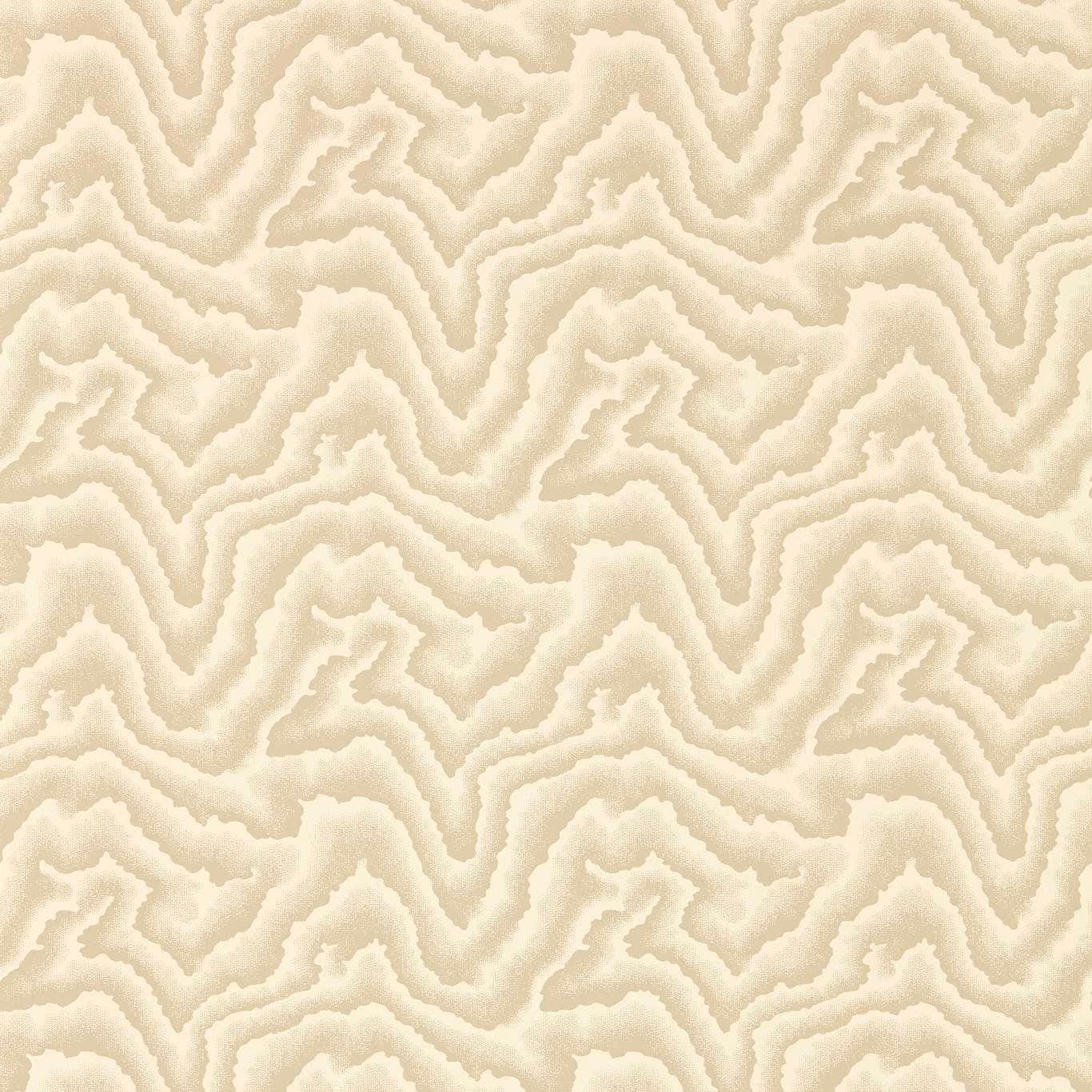 Warm ivory wallpaper with pale taupe, softly textured meandering contour bands