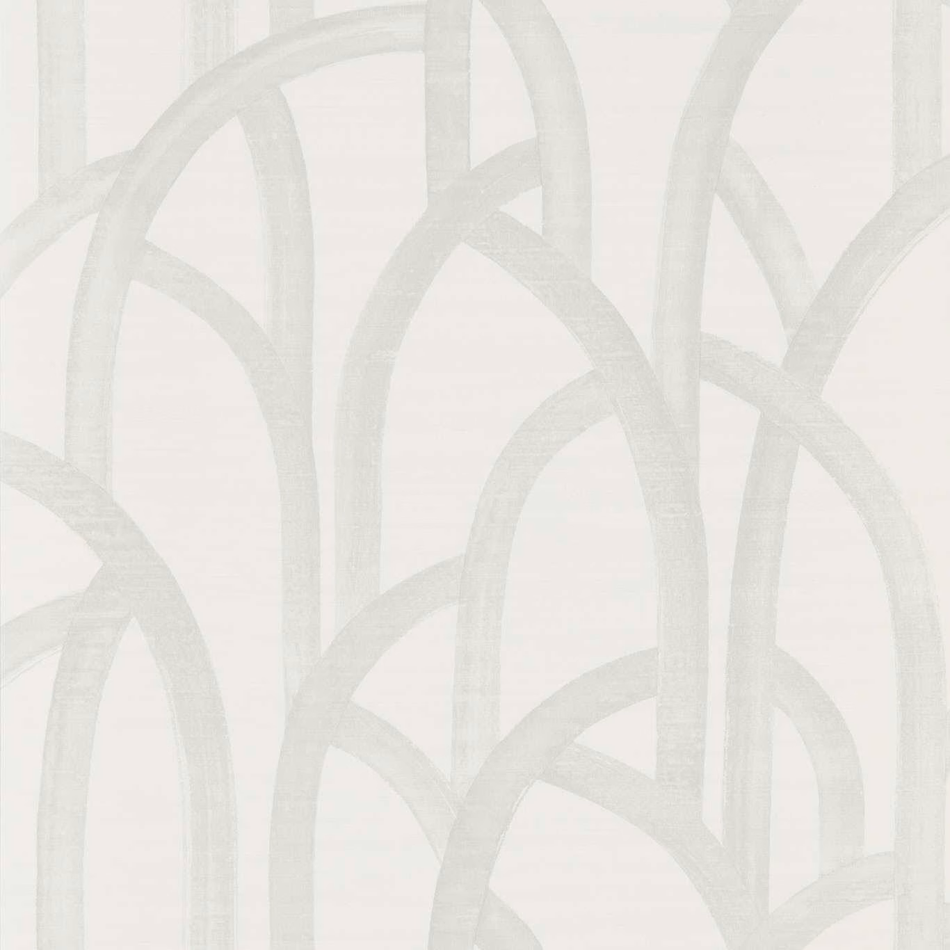 Pale dove-grey looping arches with subtle texture on a soft white wallpaper ground