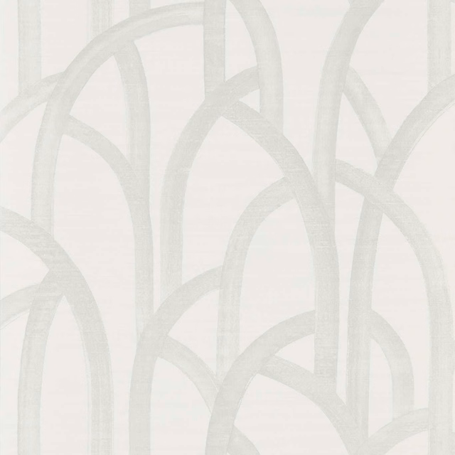 Pale dove-grey looping arches with subtle texture on a soft white wallpaper ground