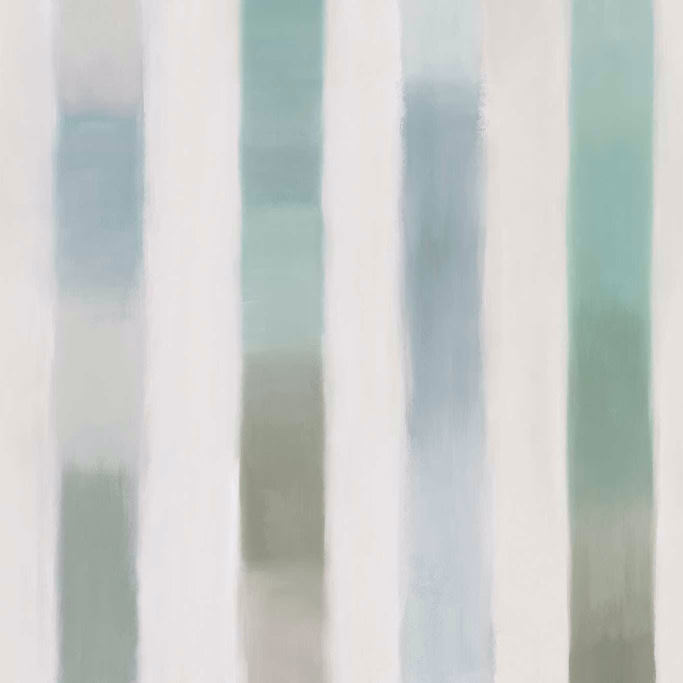 Pale aqua, mint and sage vertical painterly stripes on a soft white ground