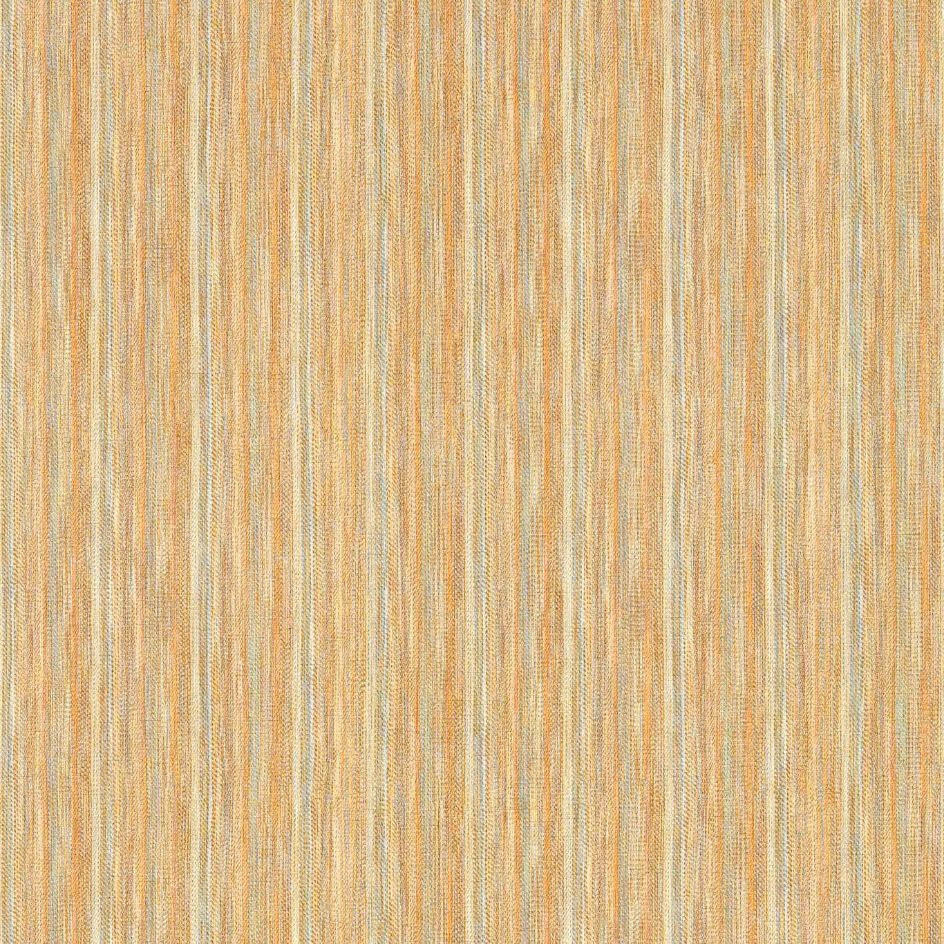 Warm ochre and paprika wallpaper with fine vertical striations and pale blue threads