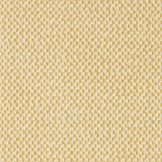 Warm bamboo-cream wallpaper with small interlocking stepped blocks in vertical columns