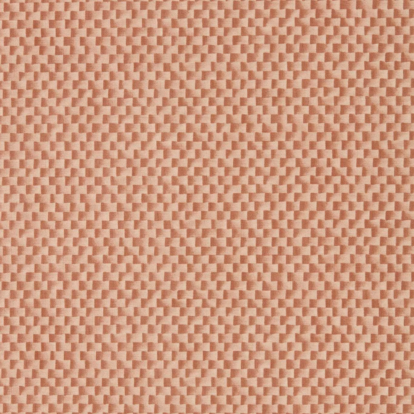 Dusty peach-pink wallpaper with small linked geometric blocks in vertical rows
