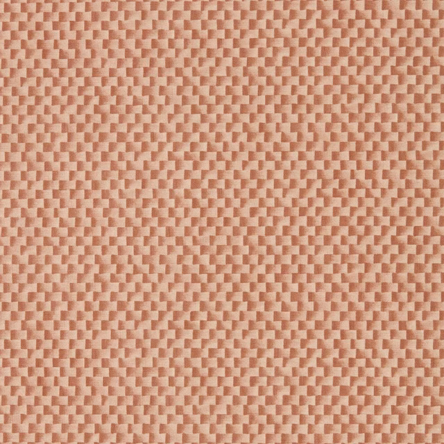 Dusty peach-pink wallpaper with small linked geometric blocks in vertical rows