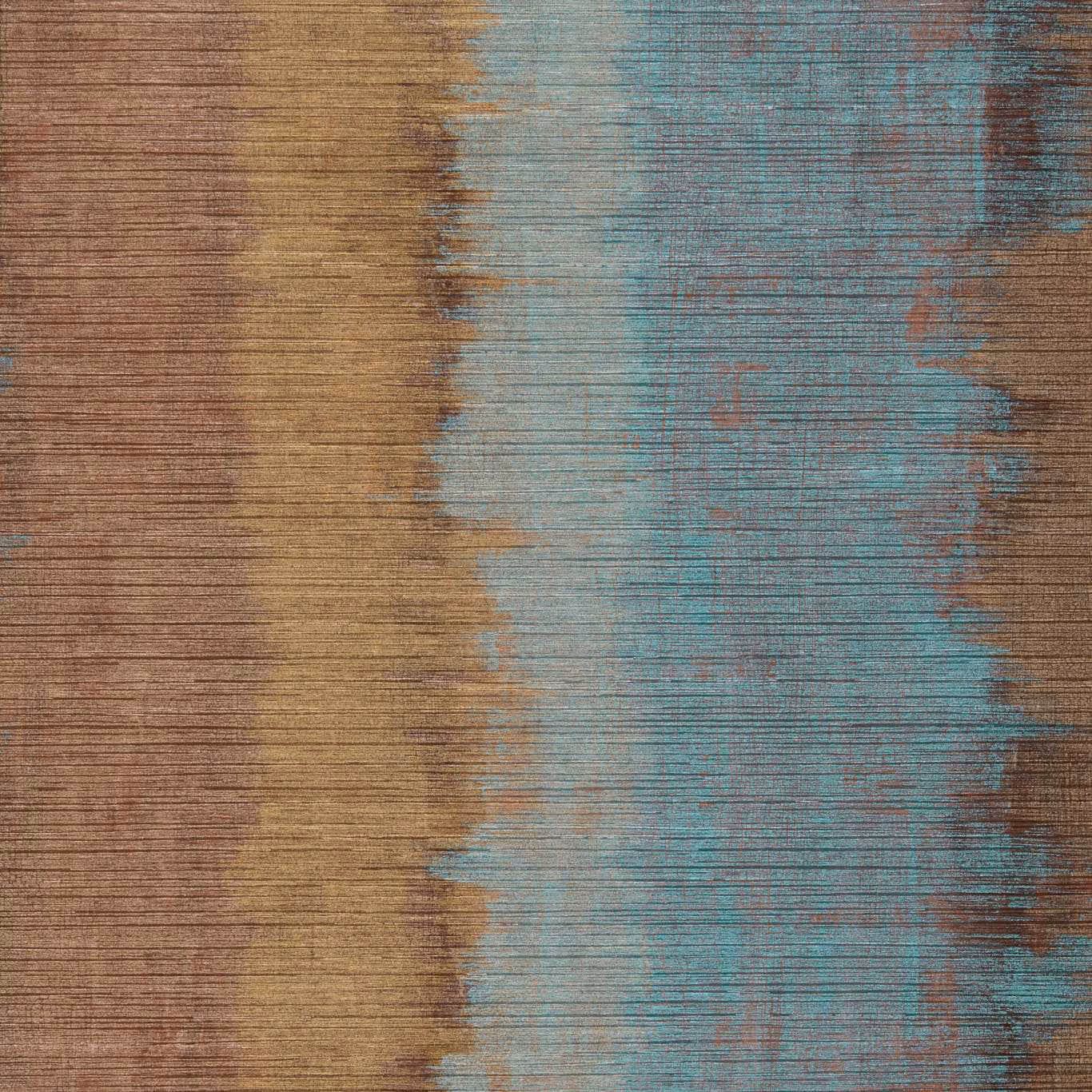 Apatite teal and hessian tan wallpaper with blurred vertical bands and fine horizontal striations
