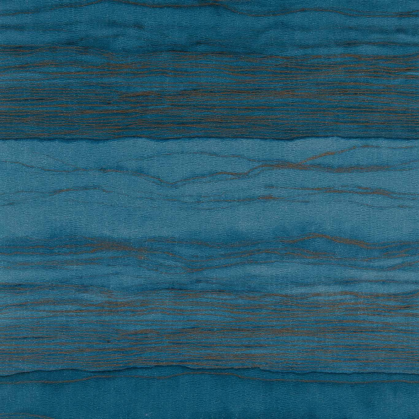 Lapis teal wallpaper with layered horizontal bands and fine copper-brown striations