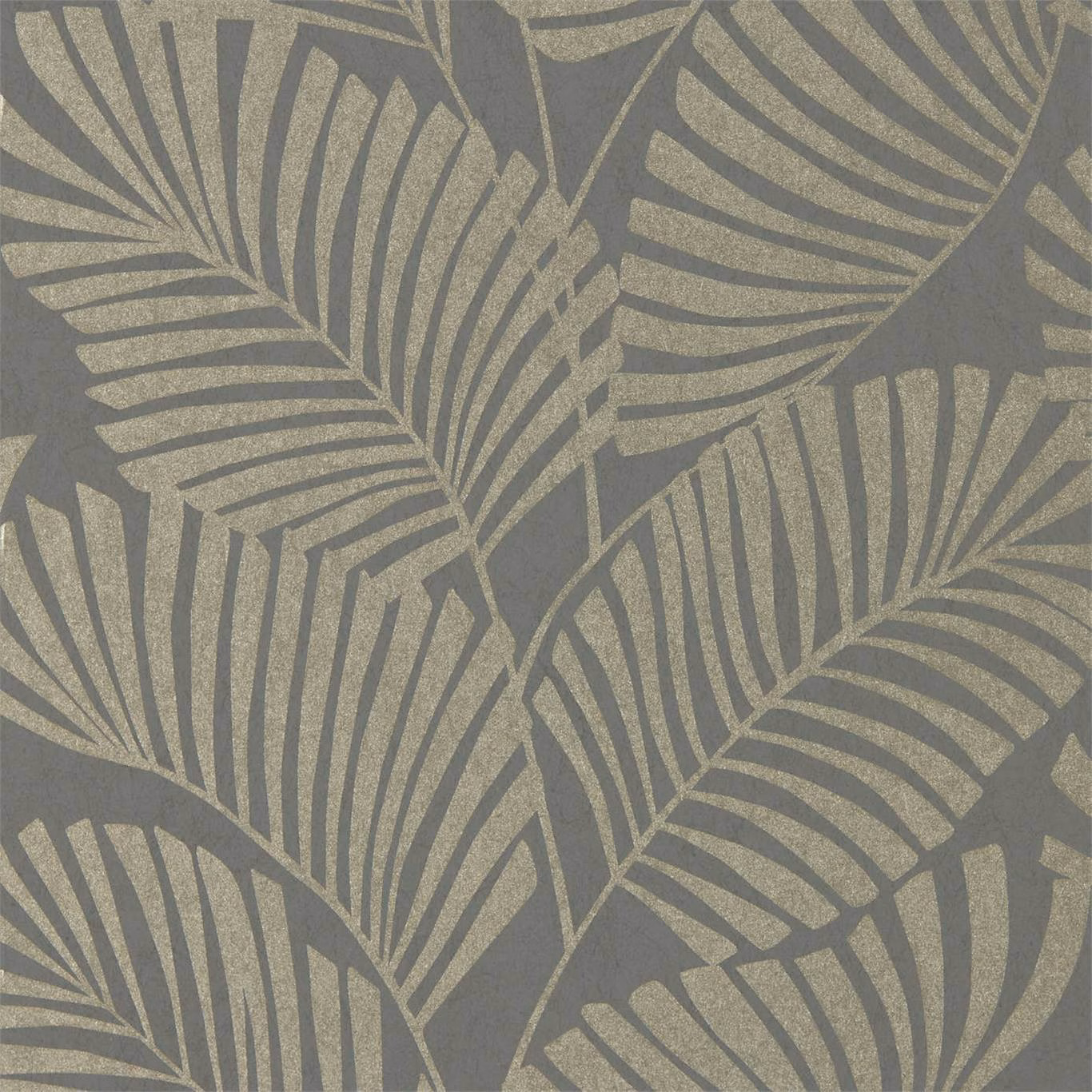 Slate-grey ground with taupe palm fronds and softly mottled printed texture
